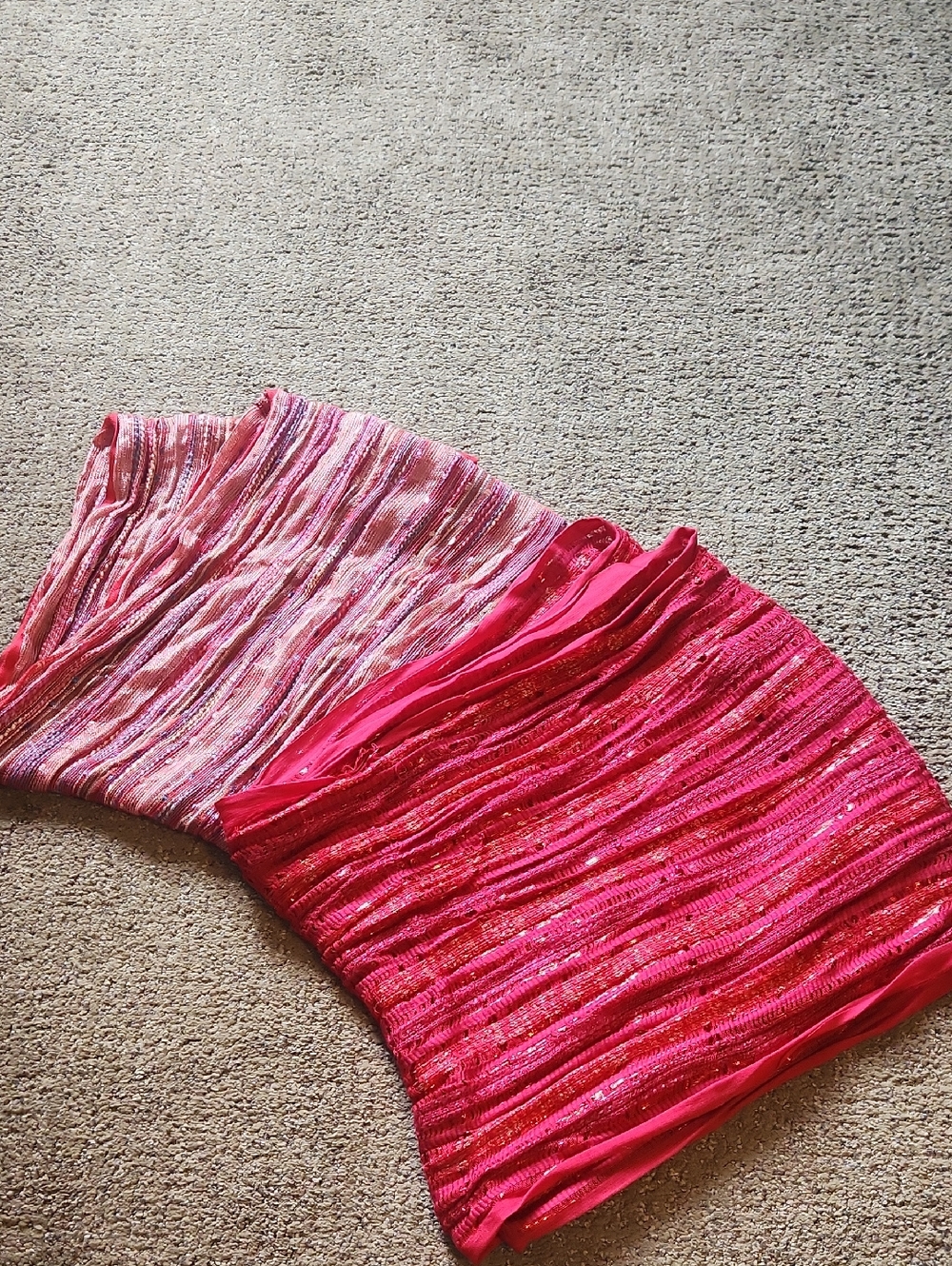 Pink And Red Sparkling Infinity Scarf Bundle Of 2